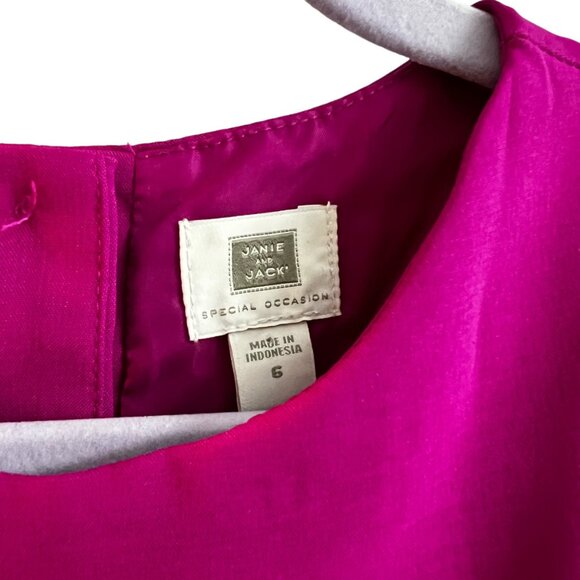 Janie and Jack Magenta Raspberry Pink Special Occasion Bow Dress Girls 6 - Picture 5 of 10